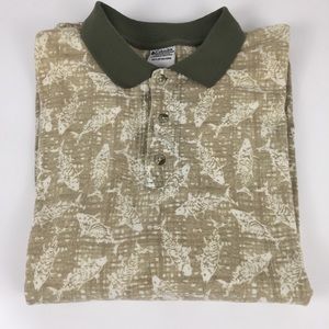 Columbia Men’s Polo Shirt Fish Print Size XXL